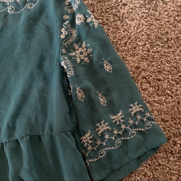 Free People 3/4 Sleeve Embroidered Sheer Blouse - Picture 8 of 8